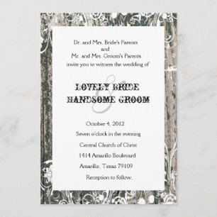 Shabby Vintage Old Wood Cream Wedding Invitations