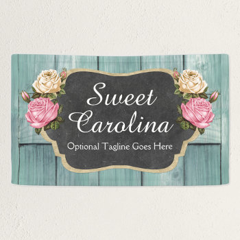 Shabby Vintage Roses Rustic Country Chalkboard Banner by CyanSkyDesign at Zazzle