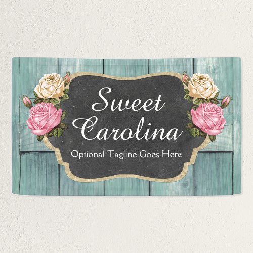 Shabby Vintage Roses Rustic Country Chalkboard Banner
