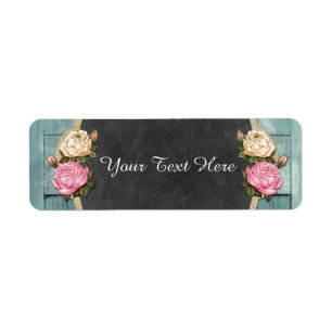 Shabby Vintage Roses Rustic Country Chalkboard Label