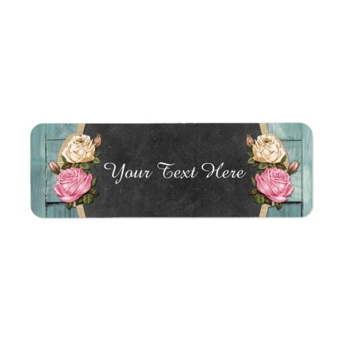 Shabby Vintage Roses Rustic Country Chalkboard Label