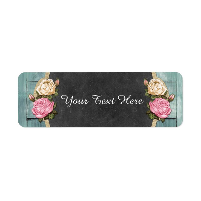 Shabby Vintage Roses Rustic Country Chalkboard Label (Front)