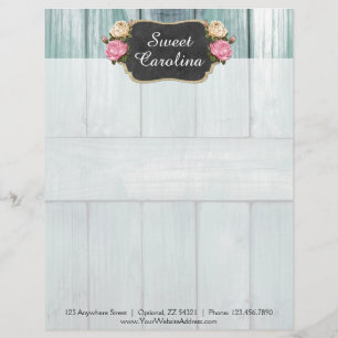 Shabby Vintage Roses Rustic Country Chalkboard Letterhead