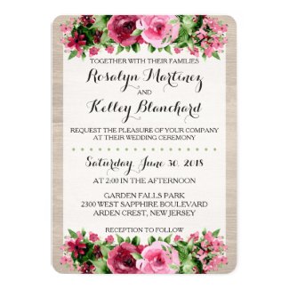 Shabby Vintage Roses Rustic Wedding Invitation