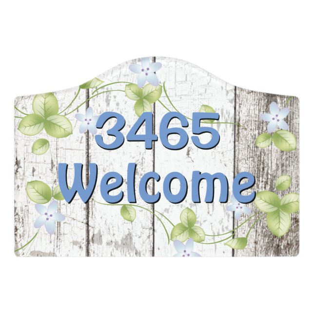 Shabby Wood Look Welcome Door Sign (Small Crest Front)