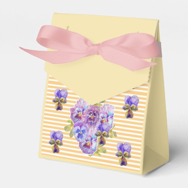Shabby Yellow Floral Tea Party Cake Favor Box (Front Side)