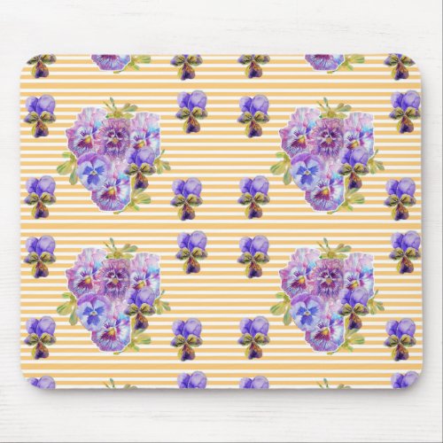 Shabby Yellow Pansy floral Computer Mouse Mat Pad