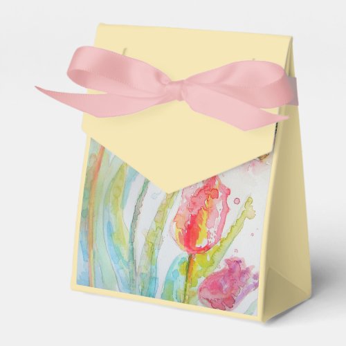 Shabby Yellow Tulip Tea Party Cake Favor Box