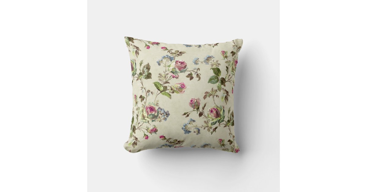 Lijken in stand houden Aap SHABBYCHIC English Rose floral pattern vintage Throw Pillow | Zazzle