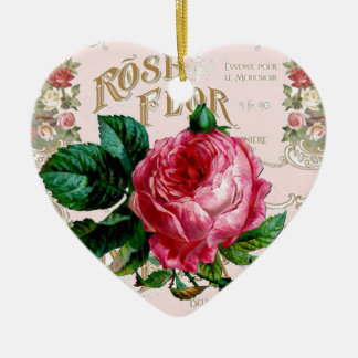 SHABBYCHIC English Rose vintage pink Ceramic Ornament