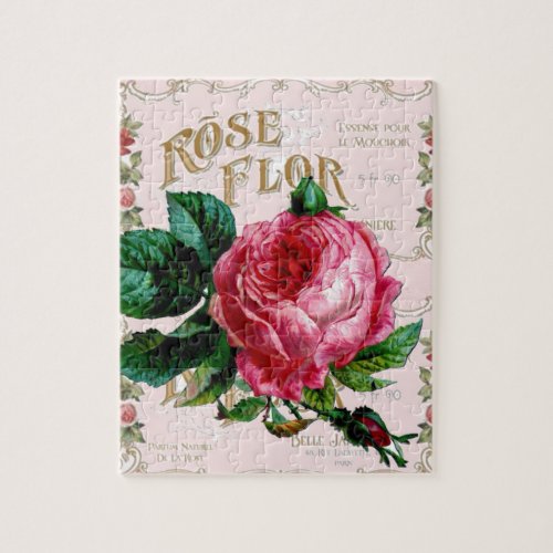 SHABBYCHIC English Rose vintage pink Jigsaw Puzzle