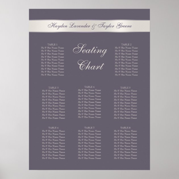 Shabbychic Lavender Stripes Wedding Seating Chart