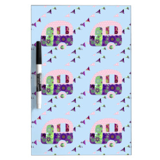 Shabbychic retro trailer, camper, caravan bunting dry erase board