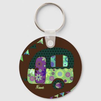 Shabbychic retro trailer, camper, caravan bunting keychain