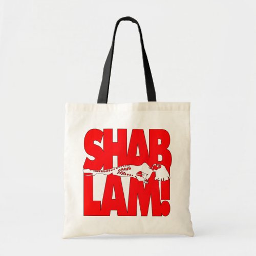 SHABLAM with figure of drag queen on floor Tote Bag