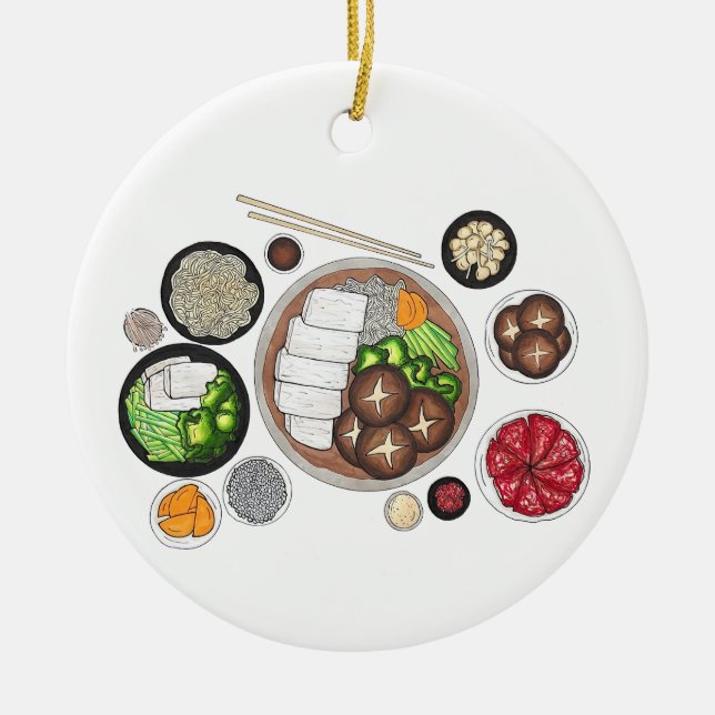 Shabu-Shabu Japan Japanese Food Cuisine Hotpot Ceramic Ornament (Front)
