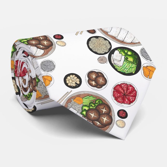 Shabu-Shabu Japan Japanese Food Cuisine Hotpot Neck Tie (Rolled)