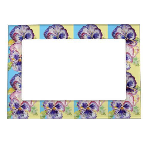 Shaby Pansies Floral Pastel Yellow Magnetic Frame