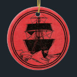 Shackleton's Nimrod Book Cover Christmas Ceramic Ornament<br><div class="desc">An ornament featuring the ship from the book cover of Ernest Shackleton's account of his Nimrod Expedition "Shackleton In The Antactic".
On the back is a photo of Shackleton from the same expedition,  looking very rough and ready.</div>