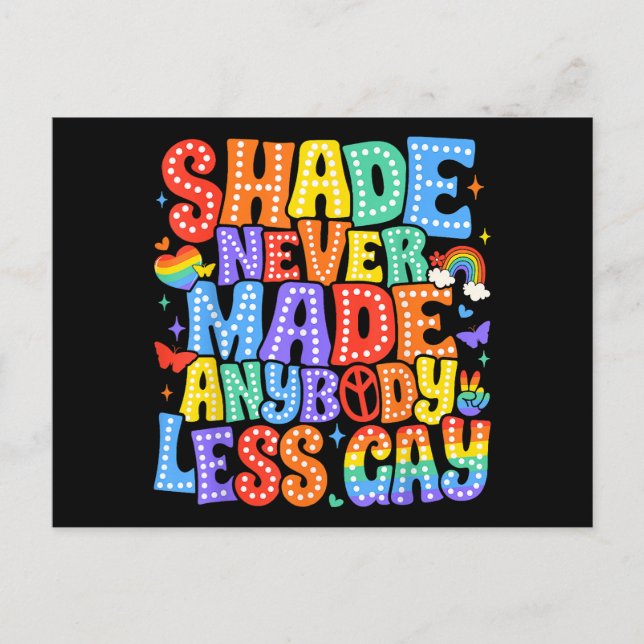 Shade Never Made Anybody Less Gay Pride LGBT Month Postcard (Front)