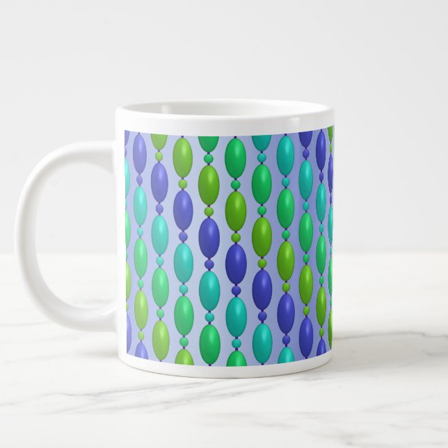 Shade Of Blue And Green Beads Pattern Giant Coffee Mug (Left)