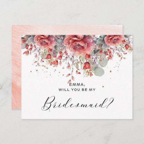 Shade Of Blush Pink Peach  Dusty Blue Bridesmaid Postcard