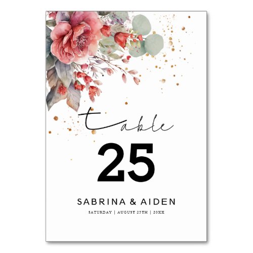 Shade Of Blush Pink Peach Dusty Blue Burgundy  Table Number