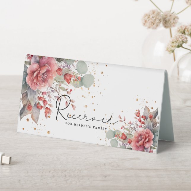 Shade Of Blush Pink Peach Dusty Blue Seating Table Tent (In SItu (Table))