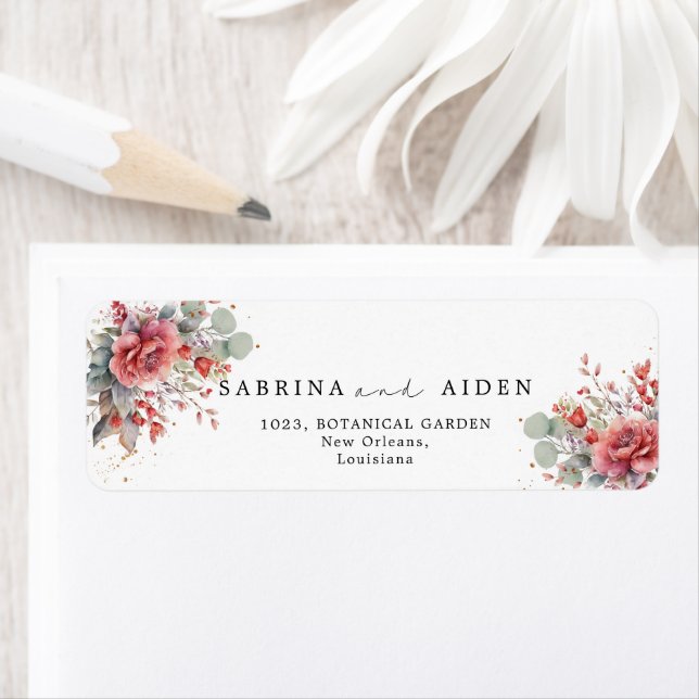 Shade Of Blush Pink Peach | Dusty Blue Wedding  Label (Insitu)