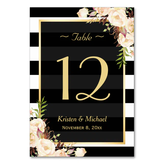Shade of Ivory Color Floral Wedding Table Number | Zazzle