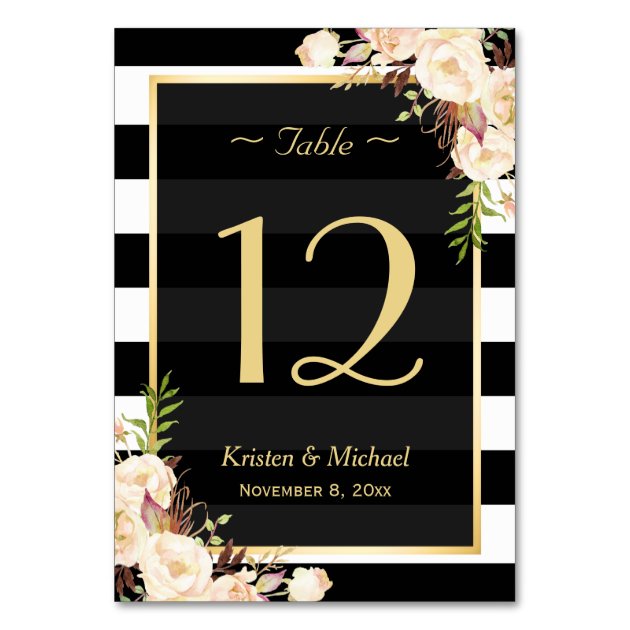 Shade Of Ivory Color Floral Wedding Table Number Card