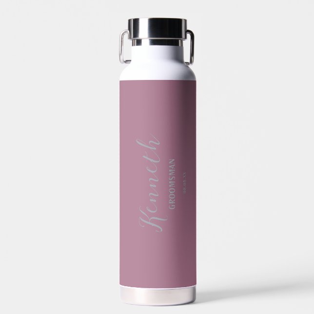 Shade of Pink Aluminum | Modern Monogram Bachelor  Water Bottle (Front)