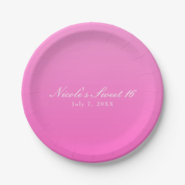 Shade of Pink Simple Minimalism Modern Party Paper Plates (Front)