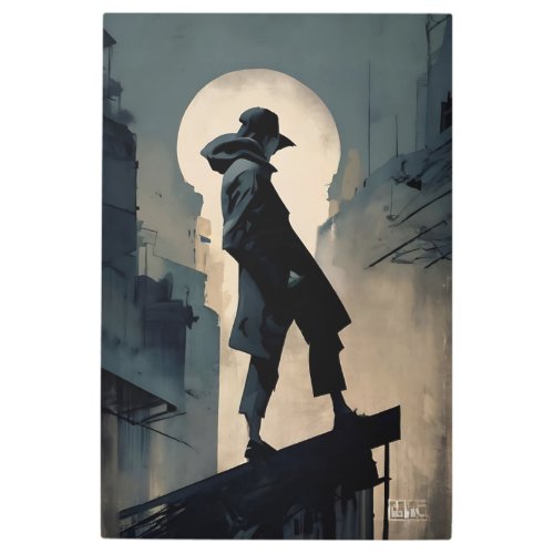 Shaded Ascension in the Moonlit City Metal Print
