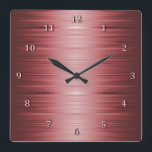 Shaded Burgundy Ruby Red Square Wall Clock<br><div class="desc">This shiny square clock in shades of Burgundy and Ruby Red will brighten the wall of any room it is displayed in.</div>