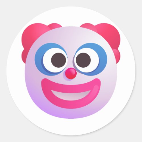 Shaded Clown Face Cute and Funny Colorful Emoji Classic Round Sticker