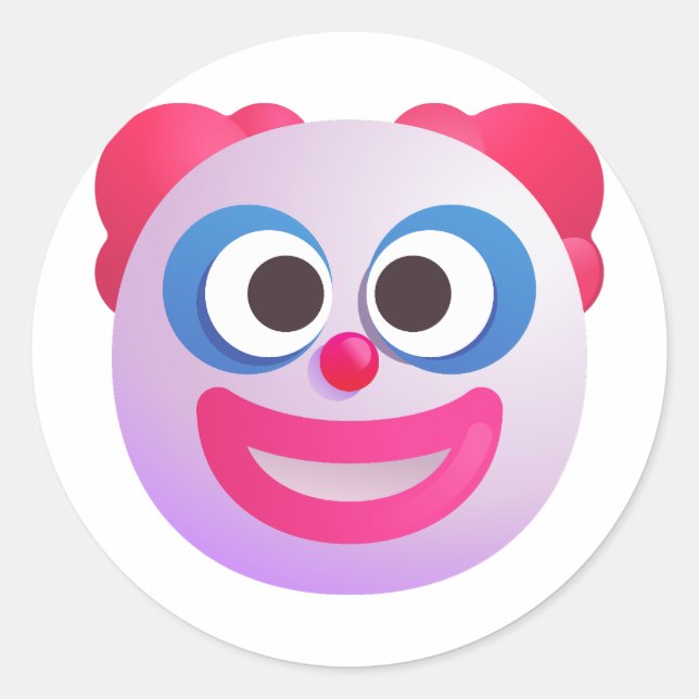 Shaded Clown Face Cute and Funny Colorful Emoji Classic Round Sticker (Front)