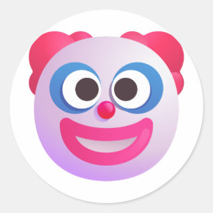 Shaded Clown Face Cute and Funny Colorful Emoji Classic Round Sticker