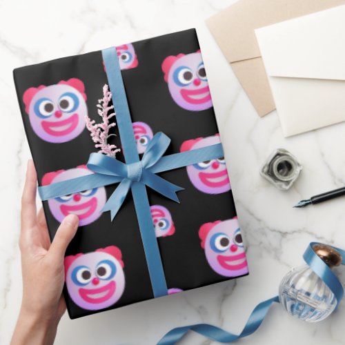 Shaded Clown Face Emojis Custom Color Cute Funny Wrapping Paper