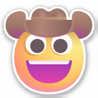 Shaded Cowboy Hat Face Emoji Cute Funny Adorable Sticker