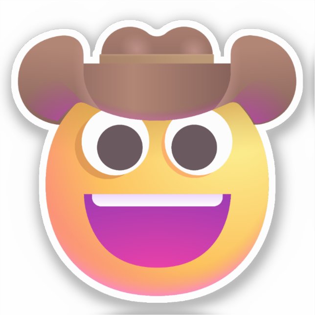 Shaded Cowboy Hat Face Emoji Cute Funny Adorable Sticker (Front)