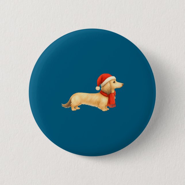 Shaded Cream Christmas Dachshund Dog Mom Funny Cut Button (Front)
