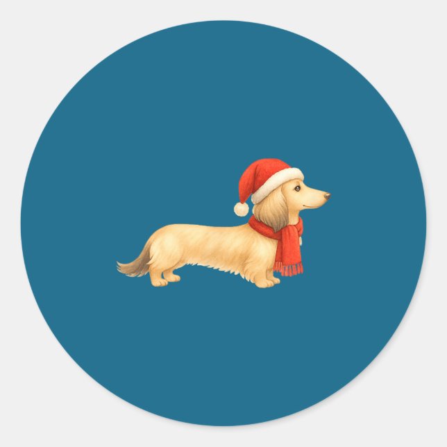 Shaded Cream Christmas Dachshund Dog Mom Funny Cut Classic Round Sticker (Front)
