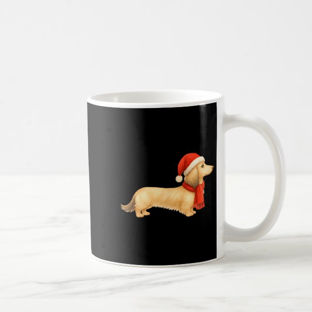 Shaded Cream Christmas Dachshund Dog Mom Funny Cut Coffee Mug (Right)