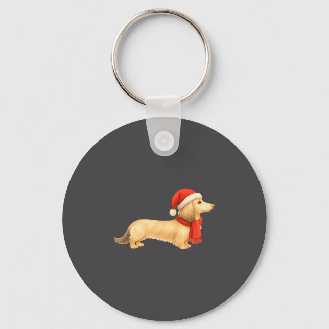 Shaded Cream Christmas Dachshund Dog Mom Funny Cut Keychain (Front)