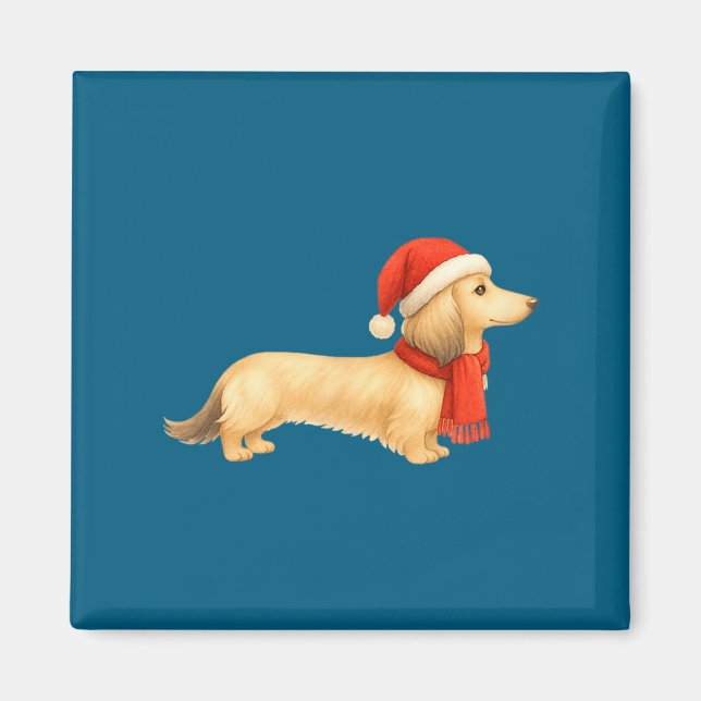 Shaded Cream Christmas Dachshund Dog Mom Funny Cut Magnet (Front)