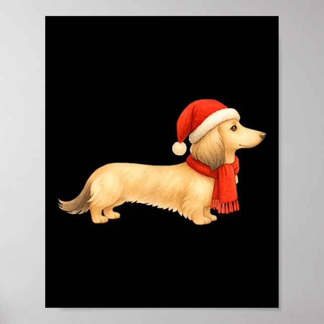 Shaded Cream Christmas Dachshund Dog Mom Funny Cut Poster (Front)