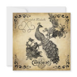 Shaded Cream Vintage Peacock Wedding Invitation