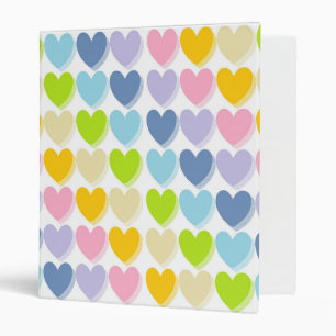 Shaded Pastel Rainbow Hearts 3 Ring Binder