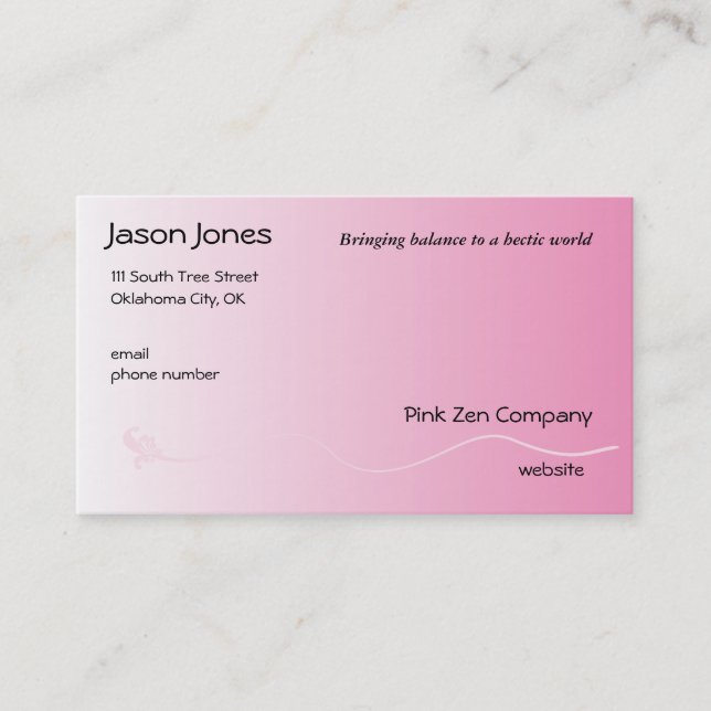 Shaded Pink with Fleur de lis line Business Card (Front)
